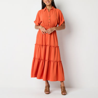 Melonie T Womens Short Sleeve Fit + Flare Dress