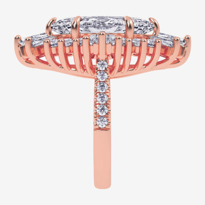 (G-H / Vs2-Si1) Womens 6 3/4 Ct. T.W. Lab Grown White Diamond 10K Gold Marquise Side Stone Cocktail Ring