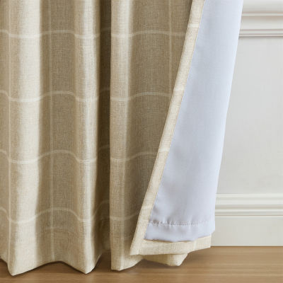 Elrene Home Fashions Sawyer Windowpane Rod Pocket Back Tab Energy Saving Blackout Single Curtain Panel