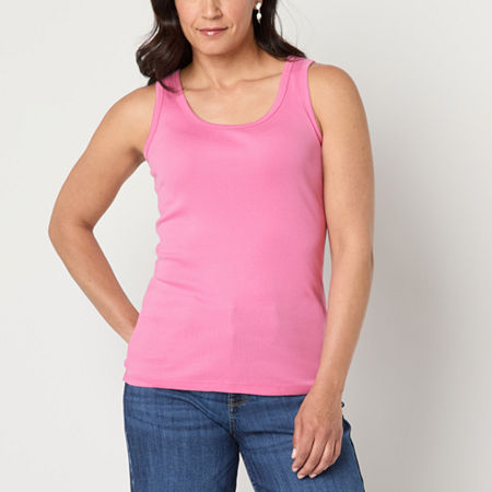St. John's Bay Womens Scoop Neck Sleeveless Tank Top, X-large, Pink