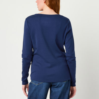 St. John's Bay Womens Crew Neck Long Sleeve T-Shirt