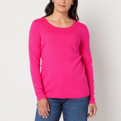 St. John's Bay Womens Crew Neck Long Sleeve T-Shirt