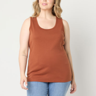 St. John's Bay Womens Plus Scoop Neck Sleeveless Tank Top