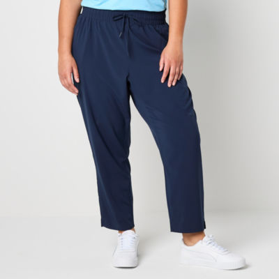 Xersion Womens Plus FeatherLite Woven Mid Rise Tapared Pull-On Pants