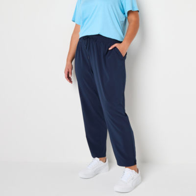 Xersion Womens Plus FeatherLite Woven Mid Rise Tapared Pull-On Pants