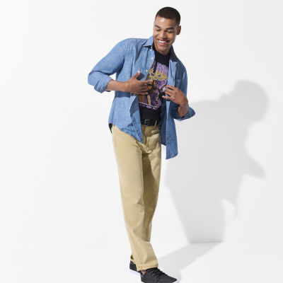 St. John's Bay Chambray Mens Long Sleeve Classic Fit Button-Down Shirt