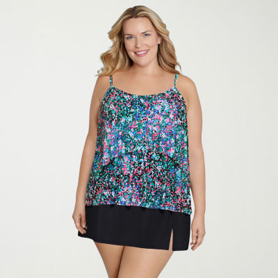 Sonnet Shores Womens Dots Plus Tankini Swimsuit Top