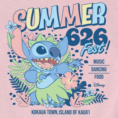 Disney Collection Big Kid Girls Crew Neck Short Sleeve Regular Fit Lilo & Stitch Graphic T-Shirt