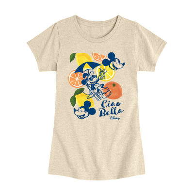 Disney Collection Big Kid Girls Crew Neck Short Sleeve Regular Fit Minnie Mouse Graphic T-Shirt