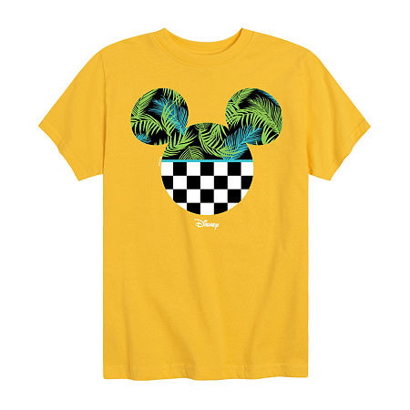 Disney Collection Big Kid Boys Crew Neck Short Sleeve Regular Fit Mickey Mouse Graphic T-Shirt, X-large, Yellow