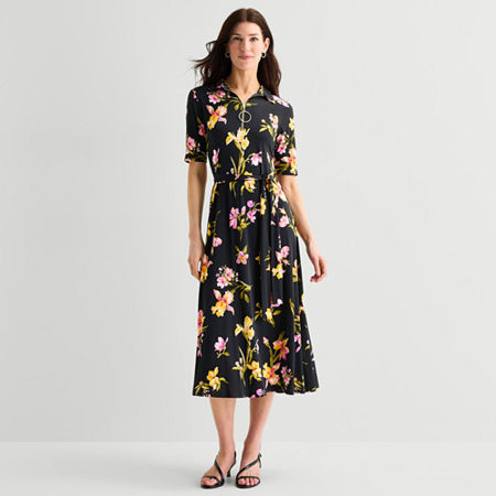MSK Womens V Neck Short Sleeve Fitted Maxi Dress