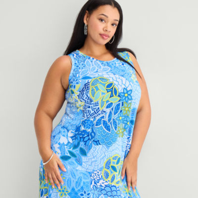 MSK Womens Plus Sleeveless Floral Maxi Dress