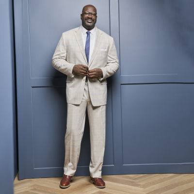 Shaquille O'Neal XLG Men's Big and Tall Stretch Fit Plaid Suit Separates