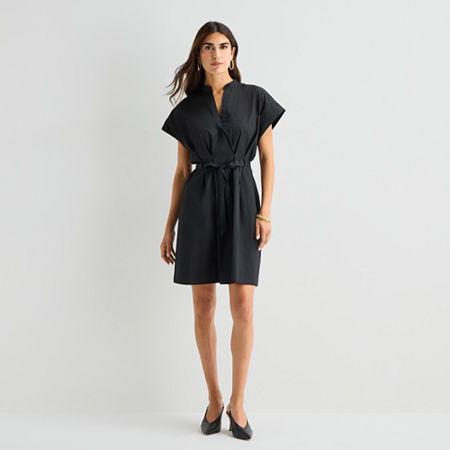 Isabel & Nina Womens Notch Neck Short Sleeve Shift Dress