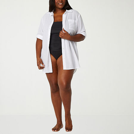 Sonnet Shores Womens Plus Dress Swimsuit Cover-Up