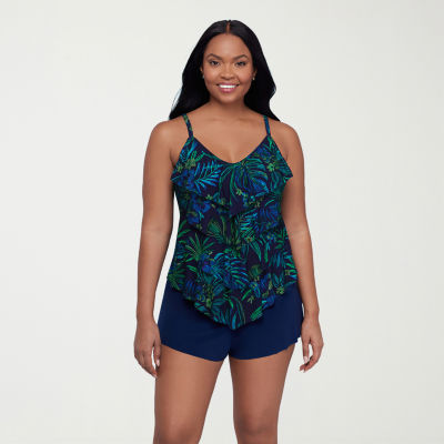 Trimshaper Womens Leaf Tankini Swimsuit Top