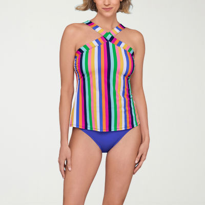 Liz Claiborne Womens Striped Tankini Swimsuit Top