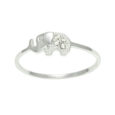 Itsy Bitsy Elephant Crystal Sterling Silver Band