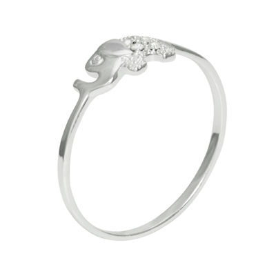 Itsy Bitsy Elephant Crystal Sterling Silver Band