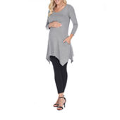 24seven Comfort Apparel Maternity Womens V Neck Long Sleeve Tunic