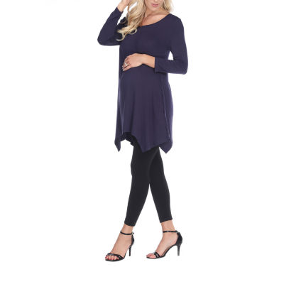 White Mark Maternity Kayla Womens Scoop Neck 3/4 Sleeve Tunic Top