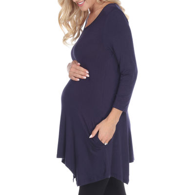 White Mark Maternity Kayla Womens Scoop Neck 3/4 Sleeve Tunic Top