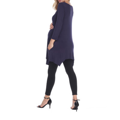 White Mark Maternity Kayla Womens Scoop Neck 3/4 Sleeve Tunic Top