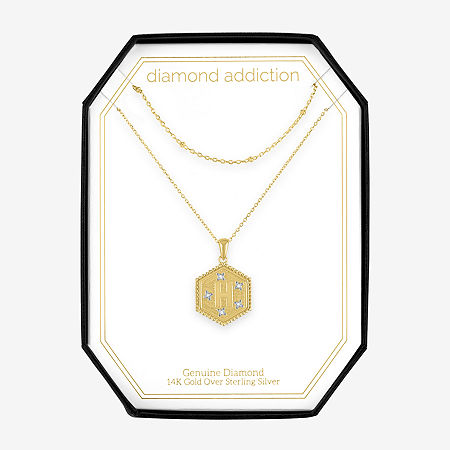 Diamond Addiction Intial "A" Womens 2-pc. Diamond Accent Genuine White Diamond 14K Gold Over Silver Pendant Necklace Set, One Size, H