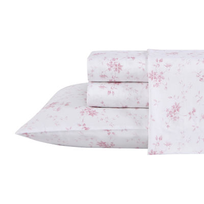 Laura Ashley Cotton Sateen Sheet Set 300tc Deep Pocket Sheet Set, Color Tea Rose JCPenney