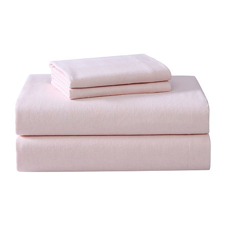 Laura Ashley 100% Cotton Brushed Flannel Deep Pocket Sheet Set, One Size, Pink