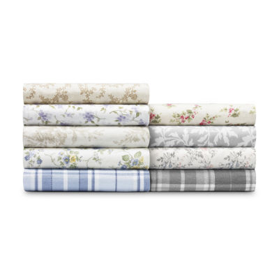 Laura Ashley 100% Cotton Brushed Flannel Deep Pocket Sheet Set
