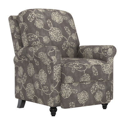 ProLounger Keaton Transitional Roll-Arm Push Back Recliner in Floral Fabric