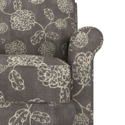 ProLounger Keaton Transitional Roll-Arm Push Back Recliner in Floral Fabric