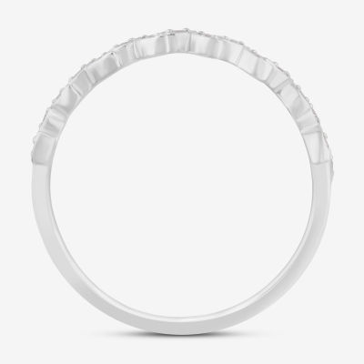 (I / Si2) Diamond Accent Lab Grown White 10K Gold Round Wedding Band