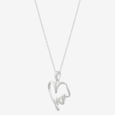 Unisex Adult Sterling Silver Heart Pendant Necklace