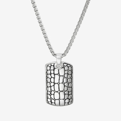 Unisex Adult Sterling Silver Dog Tag Pendant Necklace