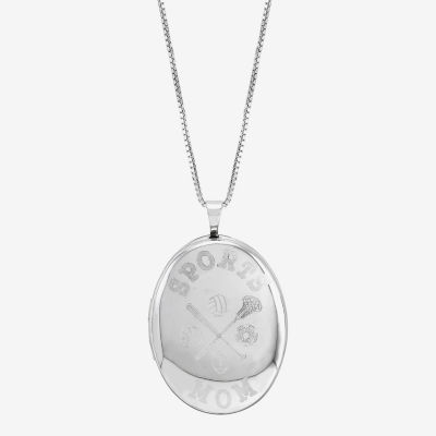 Womens Sterling Silver Round Locket Necklace