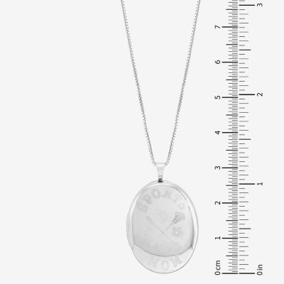 Womens Sterling Silver Round Locket Necklace