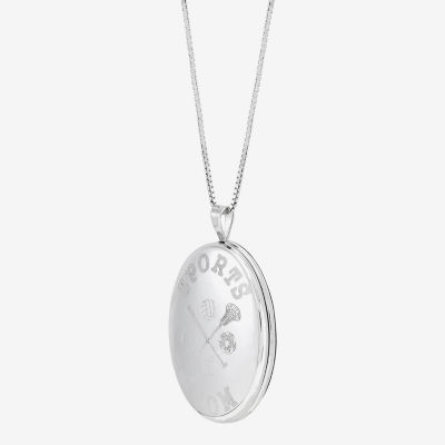 Womens Sterling Silver Round Locket Necklace