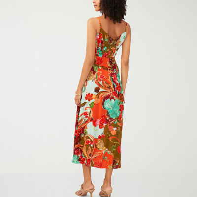 MSK Sleeveless Floral Midi Fit + Flare Dress
