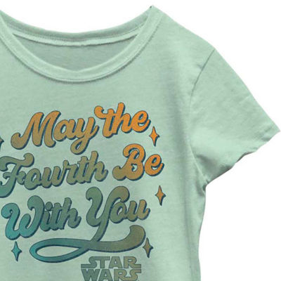 Disney Collection Little & Big Girls May The 4th Crew Neck Short Sleeve Star Wars Graphic T-Shirt