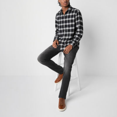 Arizona Mens Long Sleeve Easy-on + Easy-off ADAPTIVE Flannel Shirt
