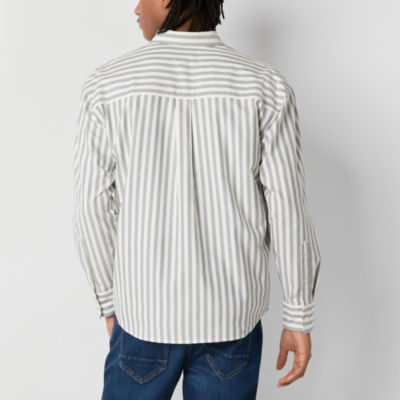 Arizona Mens Long Sleeve Striped Button-Up Shirt