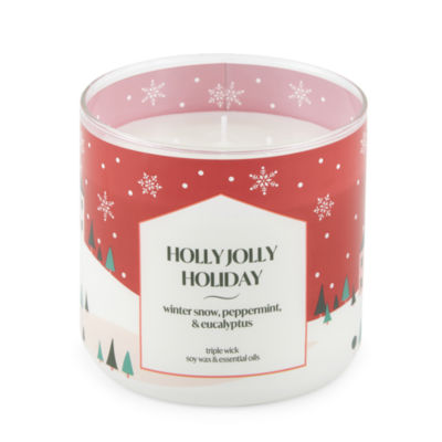 Distant Lands 14 Oz 3 Wick Holly Jolly Holiday Scented Jar Candle