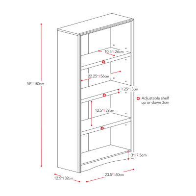 Quadra 59" Tall Adjustable Bookshelf