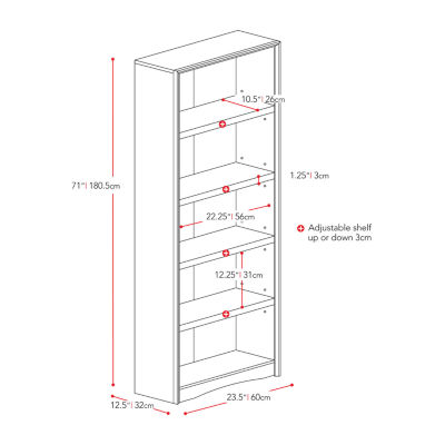 Quadra 71" Tall Adjustable Bookshelf