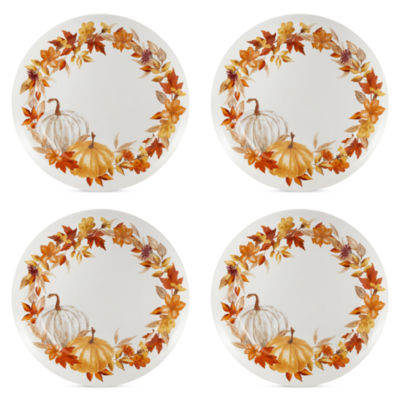 Linden Street Woodland Spice Pumpkin 4-pc. Stoneware Dinner Plate