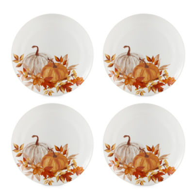 Linden Street Woodland Spice Pumpkin 4-pc. Stoneware Salad Plate