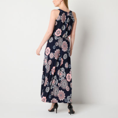 Robbie Bee Sleeveless Medallion Puff Print Maxi Dress