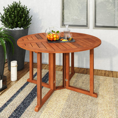 Miramar 47" Solid Wood Folding Drop Leaf Outdoor Patio Dining Table